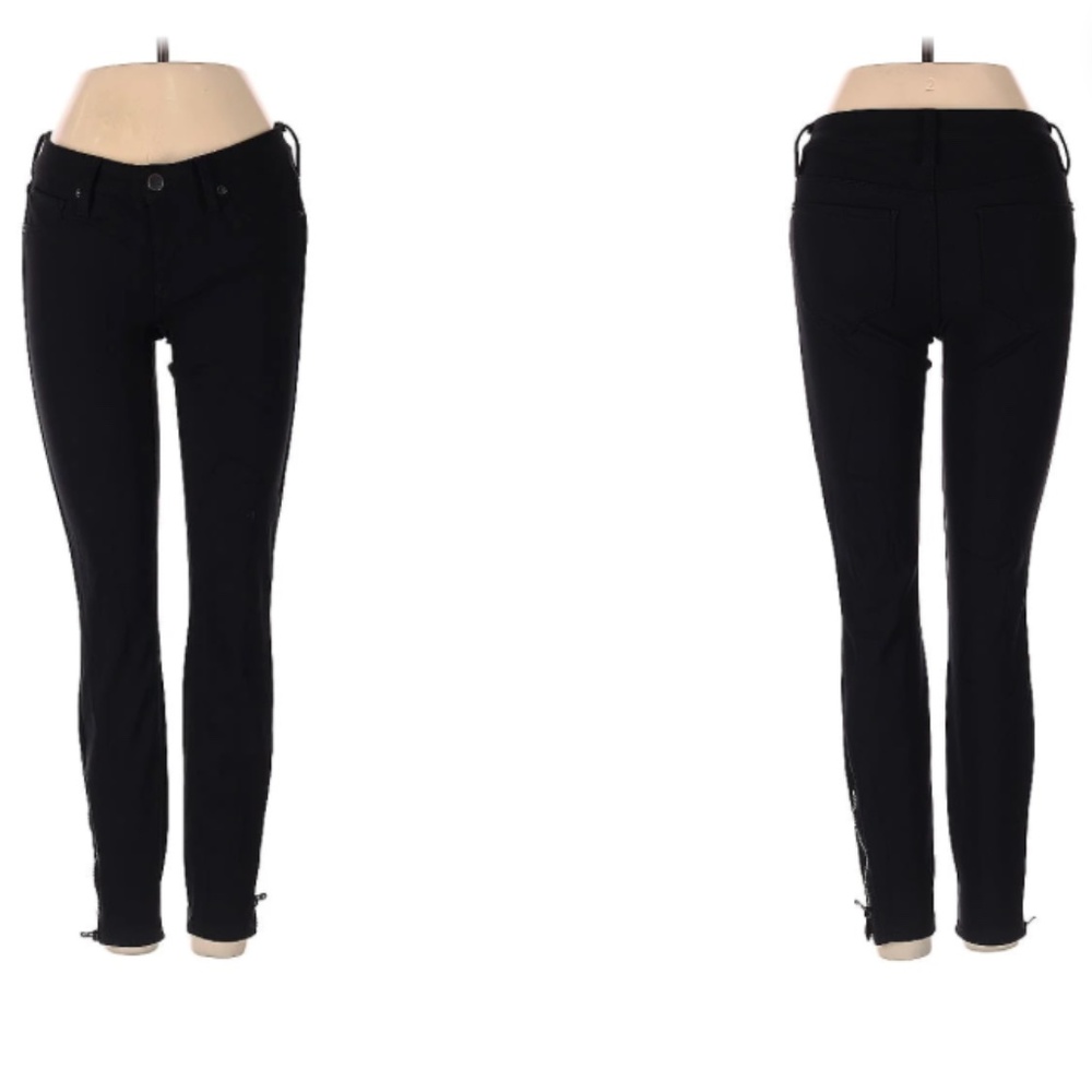 Genetic Denim Skinny Ankle Zipper-Bottom Black Jeans
